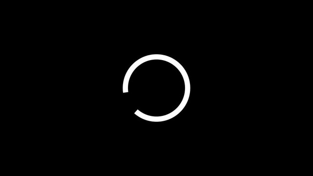 White incomplete circle symbol on a black background with a small gap in the circle Keywords: circle, white, black, background, symbol, graphic, design, abstract, minimal, simple, clean