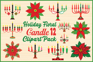 Festive Holiday Candles and Poinsettias for Hanukkah