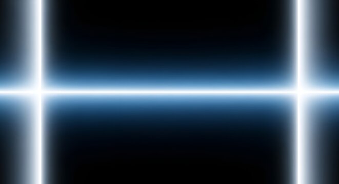 Abstract blue neon light cross design, illuminated gradient effect background