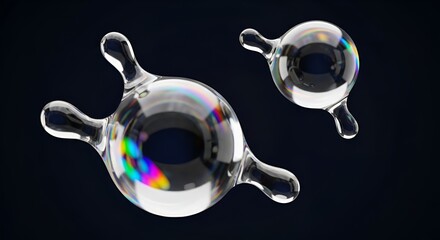 Abstract liquid shapes with chromatic aberration effects against dark background