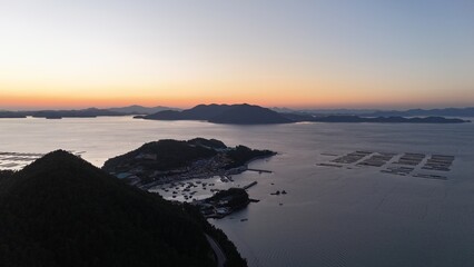 Sunset Over the Southern Coast of South Korea