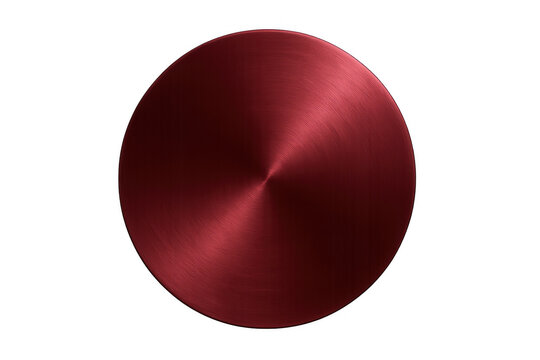 Circular brushed red metal texture simulating a reflective concentric pattern, abstract metallic background