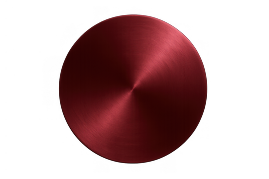 Circular brushed red metal texture simulating a reflective concentric pattern, abstract metallic background