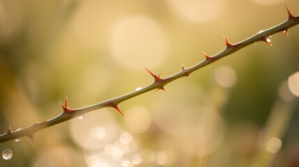 Thorns on a briers and dew with narrow depth of field close up/Macro