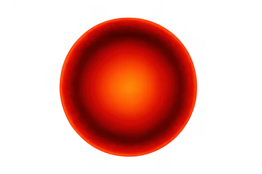 Red orange glowing abstract sphere with radial gradient and vibrant colors on transparent background
