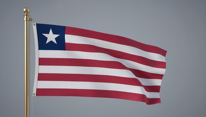 Liberia Flag Waving Proudly Against a Clear Sky Representing National Identity and Freedom.