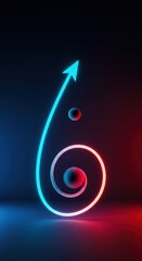 Abstract geometric shapes springing upwards with vibrant neon colors, illustrating kinetic potential and joyful rebound energy, flexibility, quickness, momentum