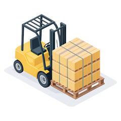 Dynamic forklift expertly lifting palletized cargo, showcasing efficient warehouse logistics and industrial operations in action.