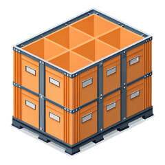 Efficient industrial storage crates stacked neatly on a pallet ready for logistics and warehousing operations