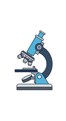 Stylized microscope illustration against white backdrop, showcasing scientific apparatus