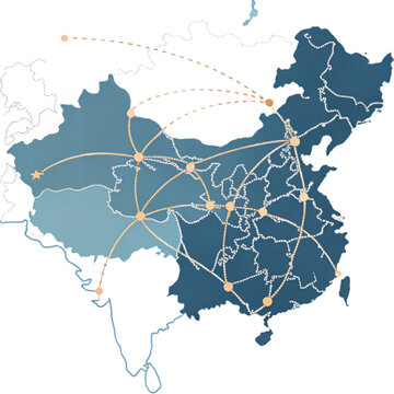 Global connectivity map illustrating international trade routes and business expansion across Asia and beyond
