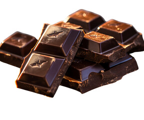  Chocolate bar pieces . hand cut on transparent 