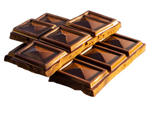  Chocolate bar pieces . hand cut on transparent