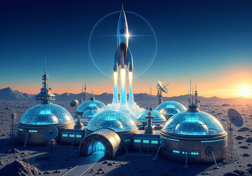 futuristic spaceship lunched