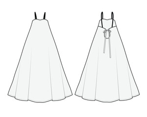 Trapeze dress vector design technical flat drawing by adobe illustrator.