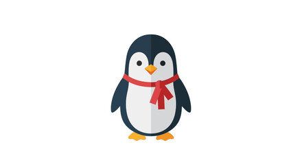 Adorable penguin character with a festive red scarf creating a cheerful and inviting design