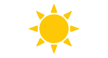 Vibrant summer sun icon with radiating rays against a pristine white backdrop
