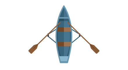 Simple aerial view of a blue rowing boat with oars illustration nautical vessel watercraft graphic