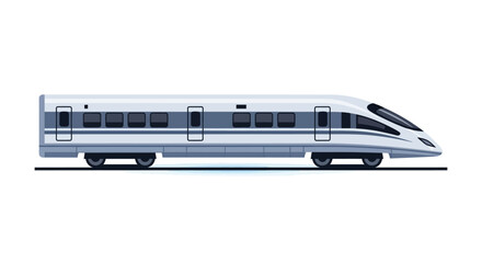 High speed train illustration on white backdrop promoting future transportation