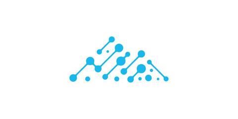 Mountain Connect Dot Logo,Dual Meaning Symbol Combining a Mountain Silhouette with Connected Dots to Represent Exploration, Networking, and Innovation