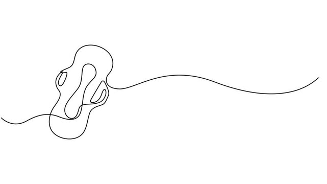 Self drawing line animation sanitary pad continuous one single line drawn concept video, Animated vector illustration design of doodle sanitary pad, female, menstruation, protection, hygiene. 4k.