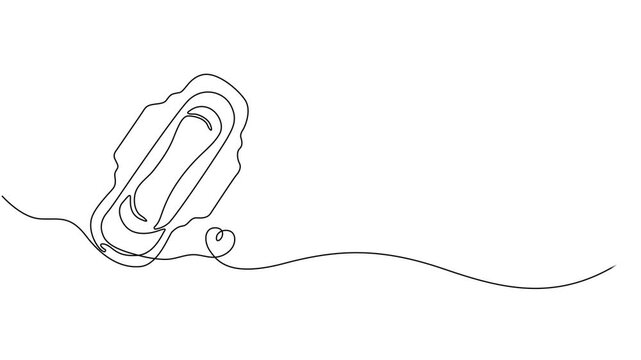 Self drawing line animation sanitary pad continuous one single line drawn concept video, Animated vector illustration design of doodle sanitary pad, female, menstruation, protection, hygiene. 4k.