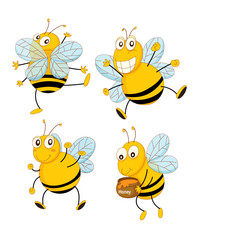 Delightful Cartoon Bees A Cheerful Collection of Buzzing Friends for Creative Designs and Projects