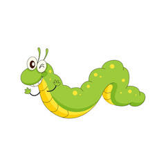 Green Worm with a Big Smile A Friendly Cartoon Character for Kids' Illustrations