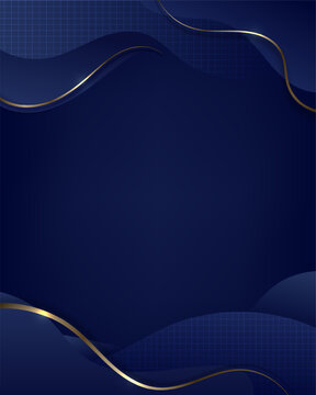 Luxury Dark Blue Gold Abstract Background Template for Premium Invitation or Formal Certificate Design