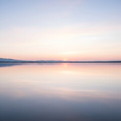Fototapeta premium sunset over the river,Pastel Sunset Over Calm Lake, Minimalist Peaceful Landscape