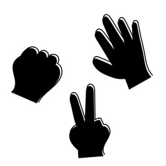 黒いシルエットのグー・チョキ・パー