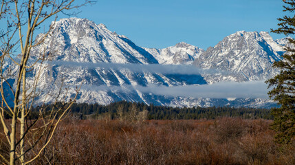 Low Clouds in front of the Teton Mountains