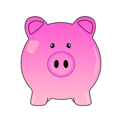 Cute Pink Pig Character Icon, Adorable Cartoon Animal Mascot for Kids' Design and Baby Products.
