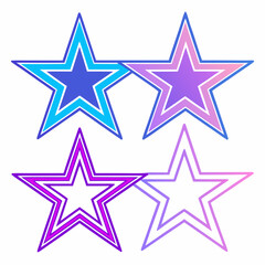 Geometric Stars: A collection of four stylized stars, each with a double outline and gradient colors, forming a visually appealing arrangement. 