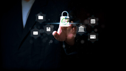 Two-factor authentication concept, personal data protection, banking, money transfer, fingerprint, global security, cyber security, internet banking, fintech