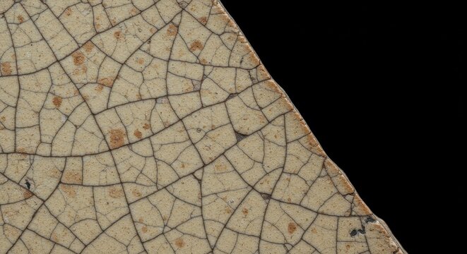 Close up of an antique ceramic fragment showing fine cracks and delicate patterns, symbolizing decay and enduring beauty through age ,delicate ,china ,decay