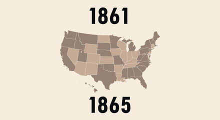 Historical comparison chart showing two maps of the United States, one labeled 1861 and the other 1865, depicting geopolitical changes during the Civil War era.