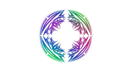 A visually stunning abstract gradient circle with sharp, geometric elements creating a symmetrical