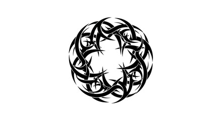 Abstract ornate black circular vector design element on a plain white backdrop