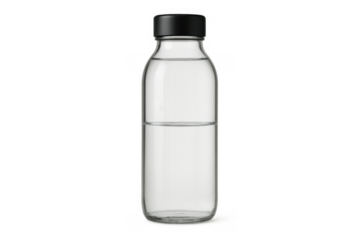 Glass bottle with fresh water, reusable and transparent, promoting hydration, health, and eco-friendly choices