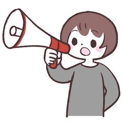 Obraz premium 拡声器を使う人のイラスト