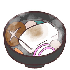 湯気立つお雑煮のイラスト