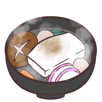 湯気立つお雑煮のイラスト