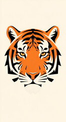Tiger Head Illustration Orange and Black Graphic Style