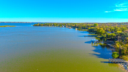 Aerial view of Shady Grove Park, Azle, Texas, USA.