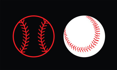 Baseball Stitches on a white background, Baseball Outline , vector illustration