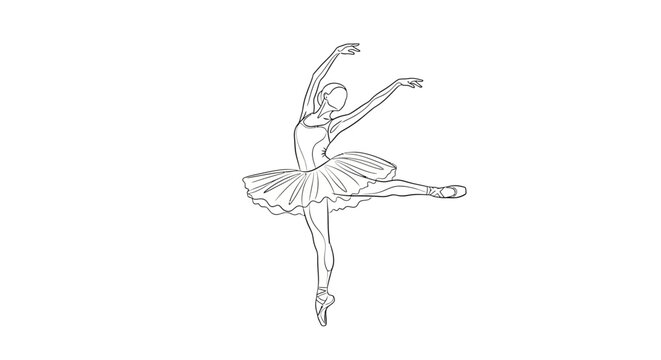 ballerina dancing pose line art clip art preview