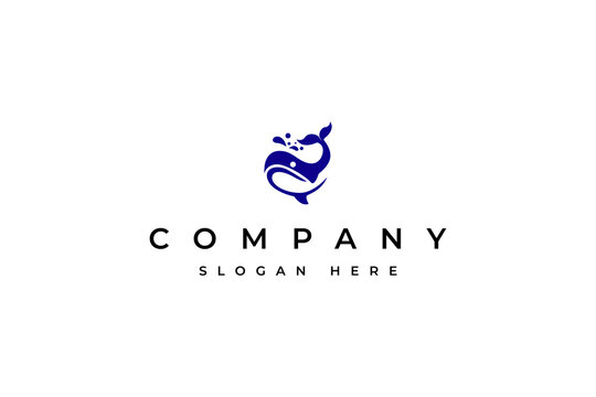 Abstract Orca Whale logo with minimalist modern style concept.