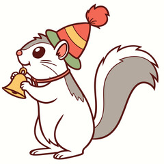 Vector illustration of a Surprised Japanese Dwarf Flying Squirrel, styled in a New Year celebration theme using Midnight Sparkle colors