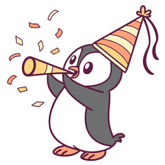 An adorable Emperor Penguin with a Playful vibe and a Midnight Sparkle New Year celebration theme – SVG style